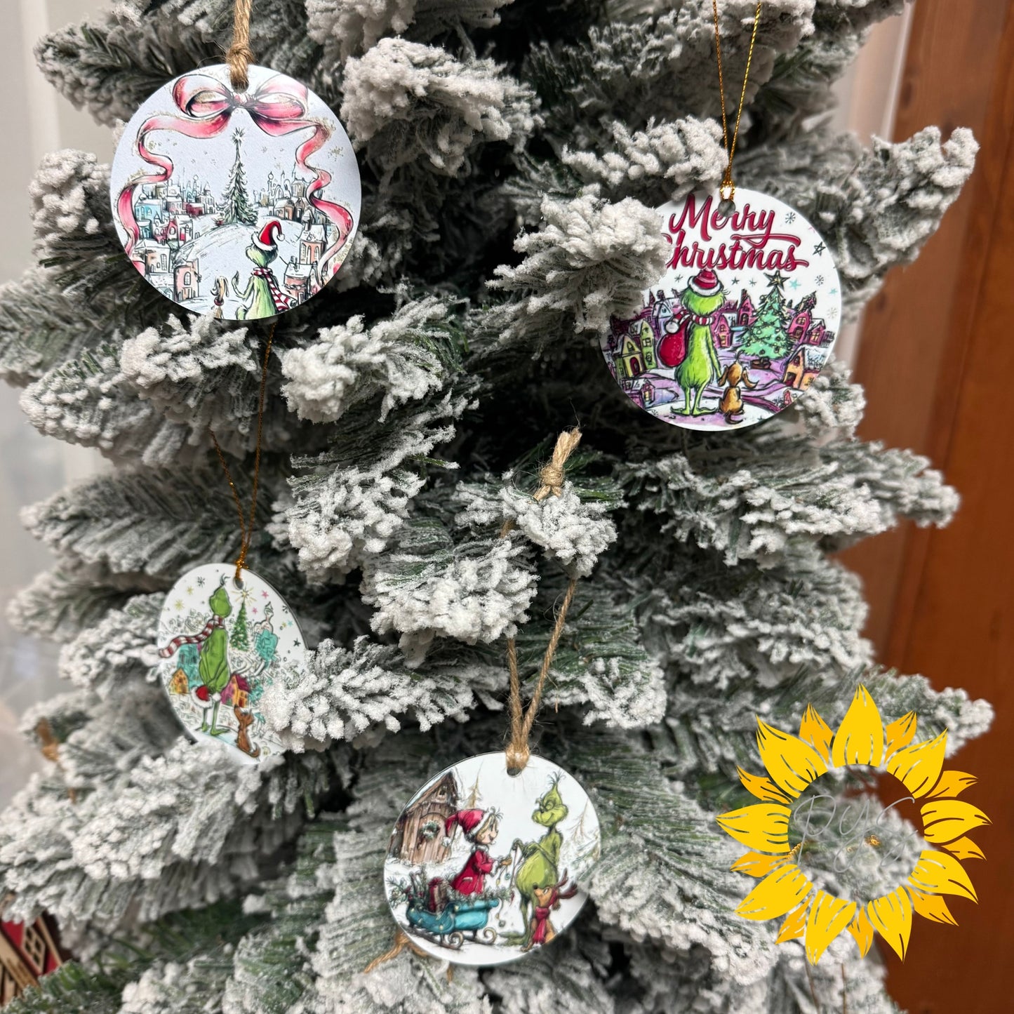 Whimsy 2.75” Double-Sided Metal Grinch Ornament Set – 4 PLAYFUL DESIGNS TO CHOOSE FROM