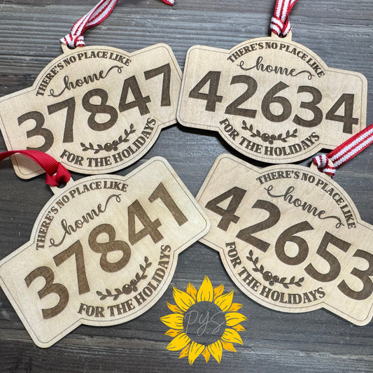 Custom Zip Code “There’s No Place Like Home” Tag — 5” Engraved Wood with 5x7 Card