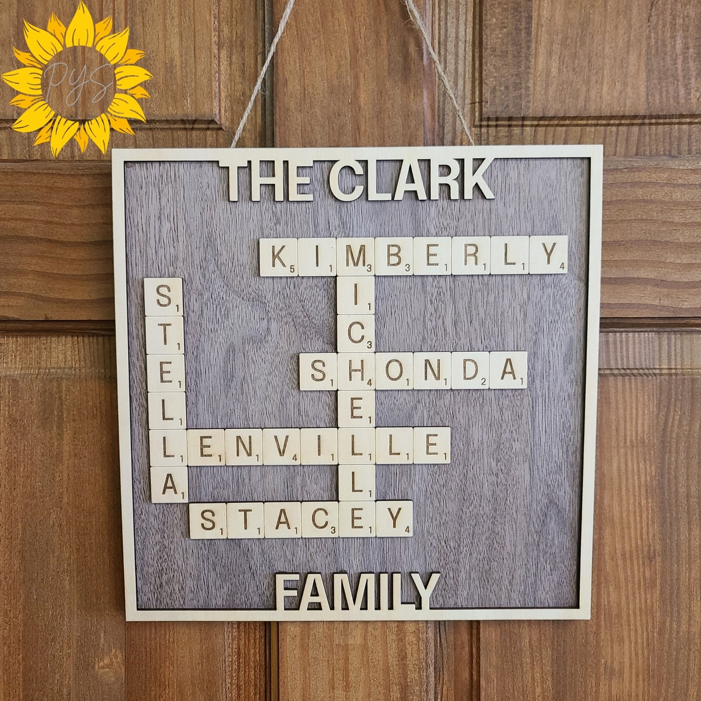 Our Family, Piece by Piece – Personalized Crossword Style Scrabble Name Sign
