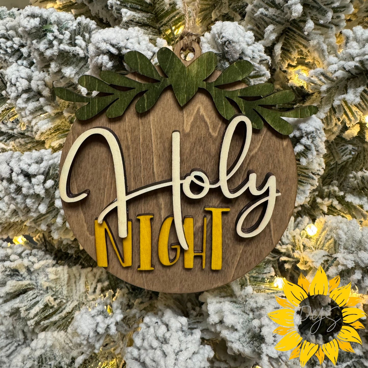 Holy Night Ornament | Layered Hand-Painted Wood Christmas Ornament | Christian Holiday Decor | Faith Nativity Gift