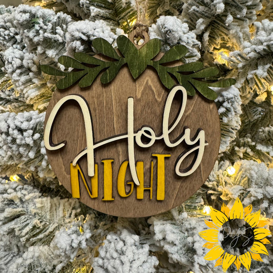 Holy Night Ornament | Layered Hand-Painted Wood Christmas Ornament | Christian Holiday Decor | Faith Nativity Gift