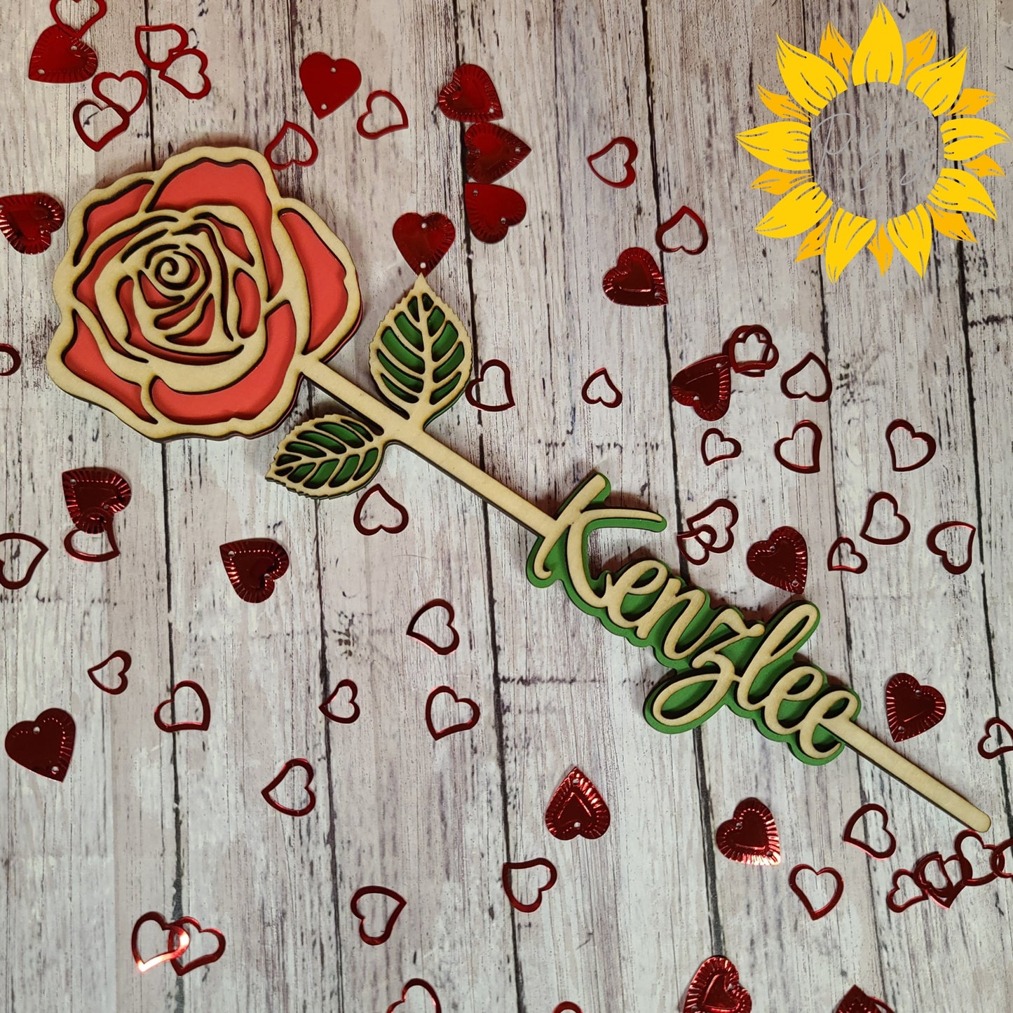 Personalized Red Rose with Name 🌹 Hand-Painted Wooden Rose