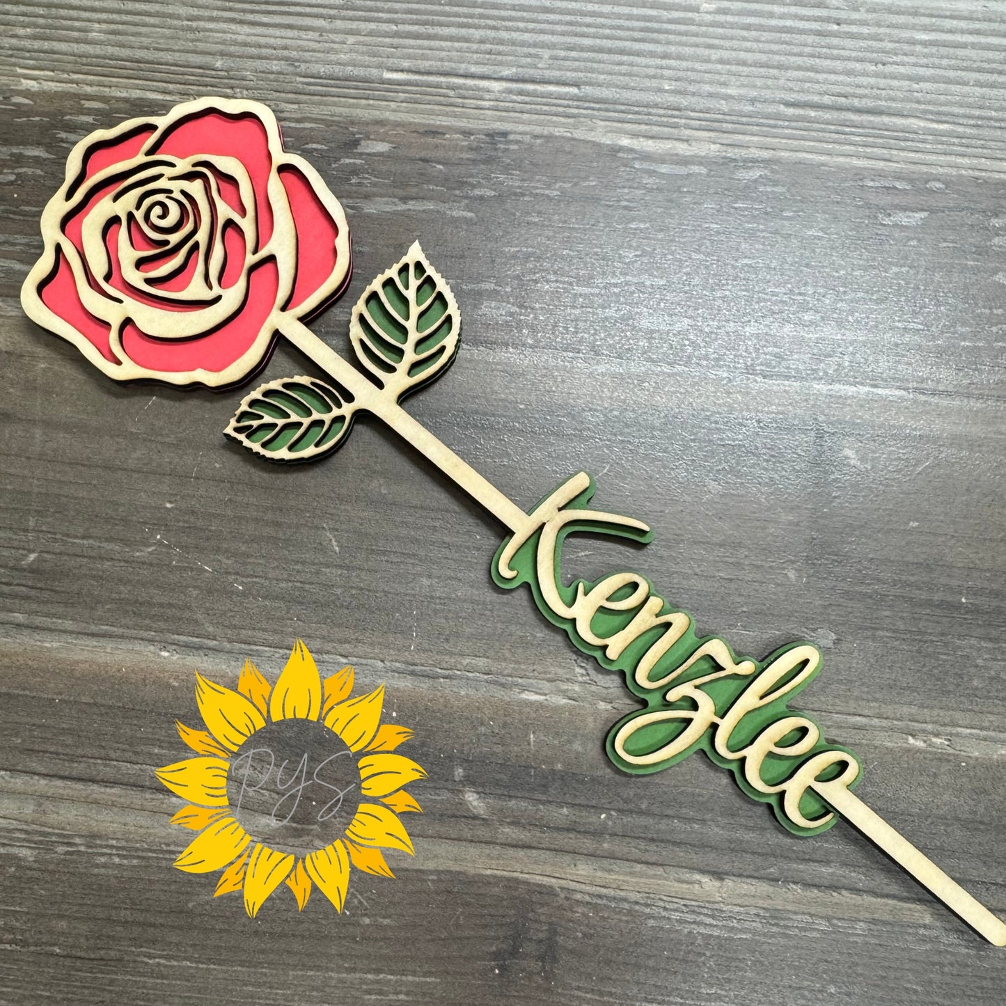Personalized Red Rose with Name 🌹 Hand-Painted Wooden Rose