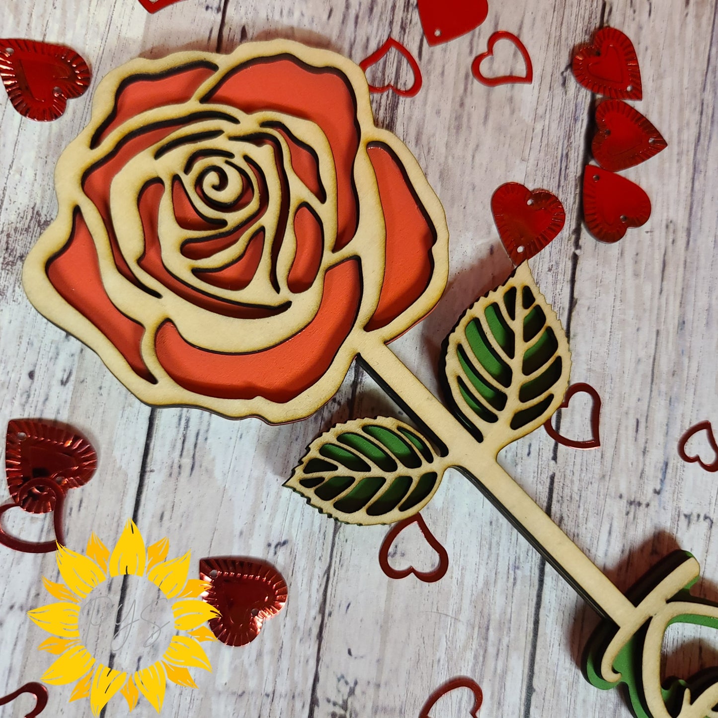 Personalized Red Rose with Name 🌹 Hand-Painted Wooden Rose