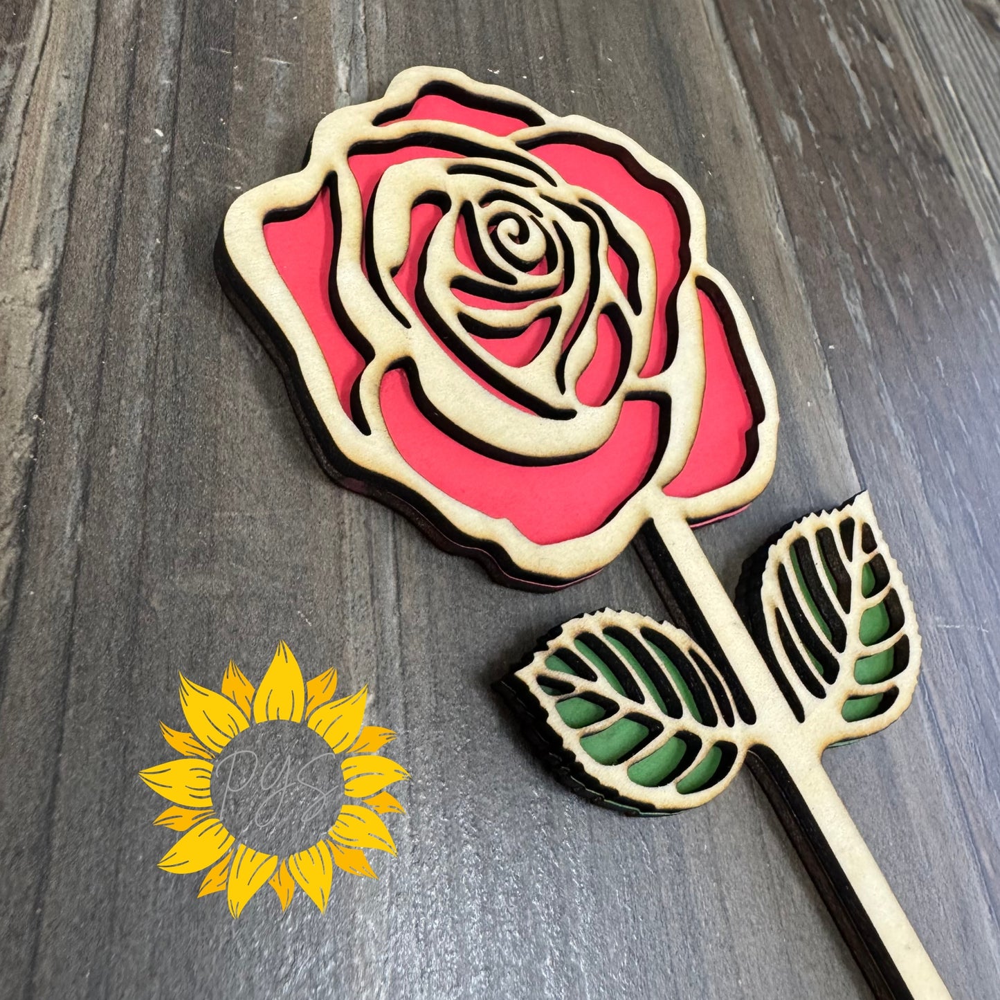 Personalized Red Rose with Name 🌹 Hand-Painted Wooden Rose