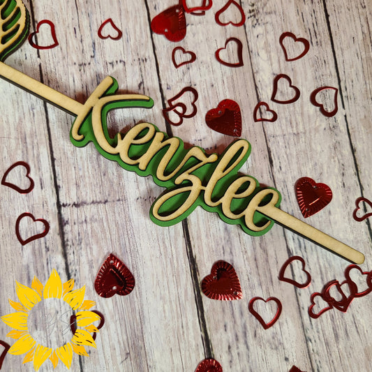 Personalized Red Rose with Name 🌹 Hand-Painted Wooden Rose