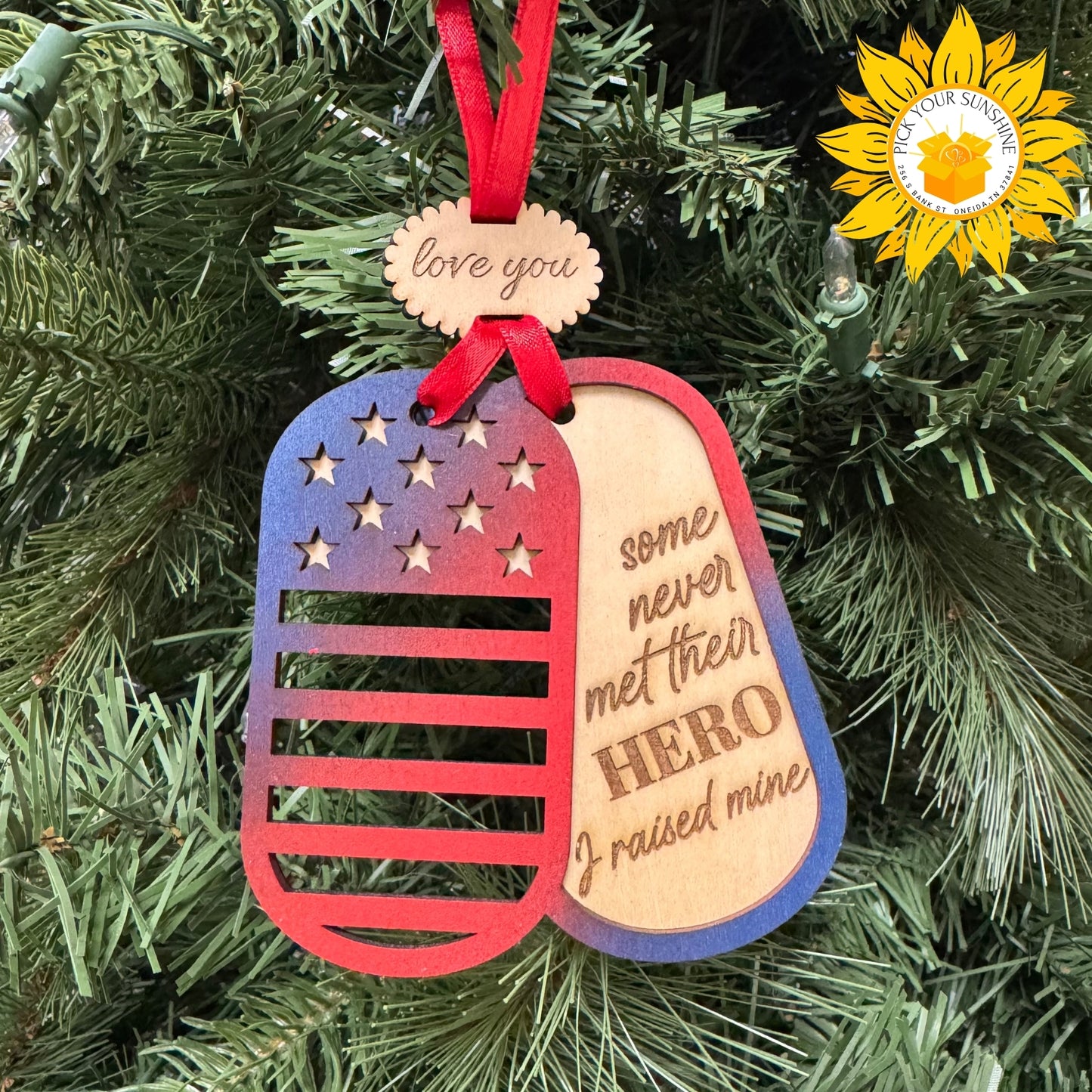 Patriotic Military Dog Tag – Hand-Painted Layered Wood (Personalized Option)