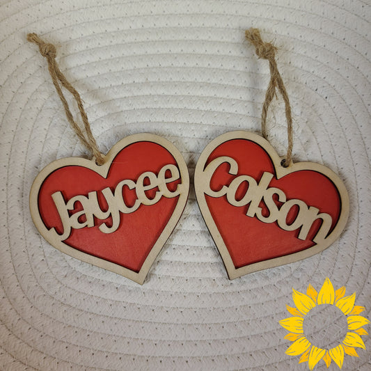 Personalized Valentine Heart Gift Tags ❤️ Custom Name Wooden Hearts