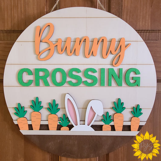 Bunny Crossing Door Hanger 🥕 Easter Bunny Door Sign | Spring Decor