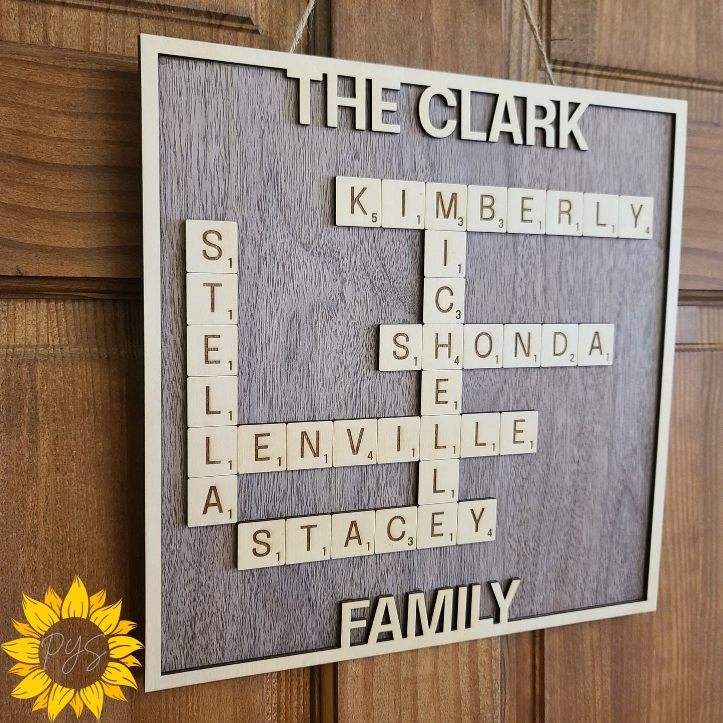 Our Family, Piece by Piece – Personalized Crossword Style Scrabble Name Sign