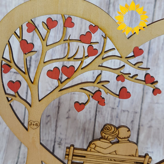 Personalized Valentine’s Couples Heart Sign with Initials | Romantic Wood Decor Gift