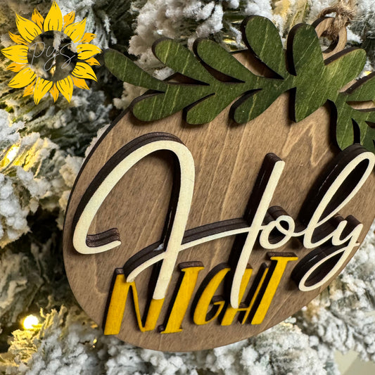 Holy Night Ornament | Layered Hand-Painted Wood Christmas Ornament | Christian Holiday Decor | Faith Nativity Gift