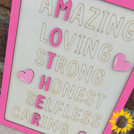 MOTHER Affirmation Sign 💗 Inspirational Wood Sign | Mom Gift Decor