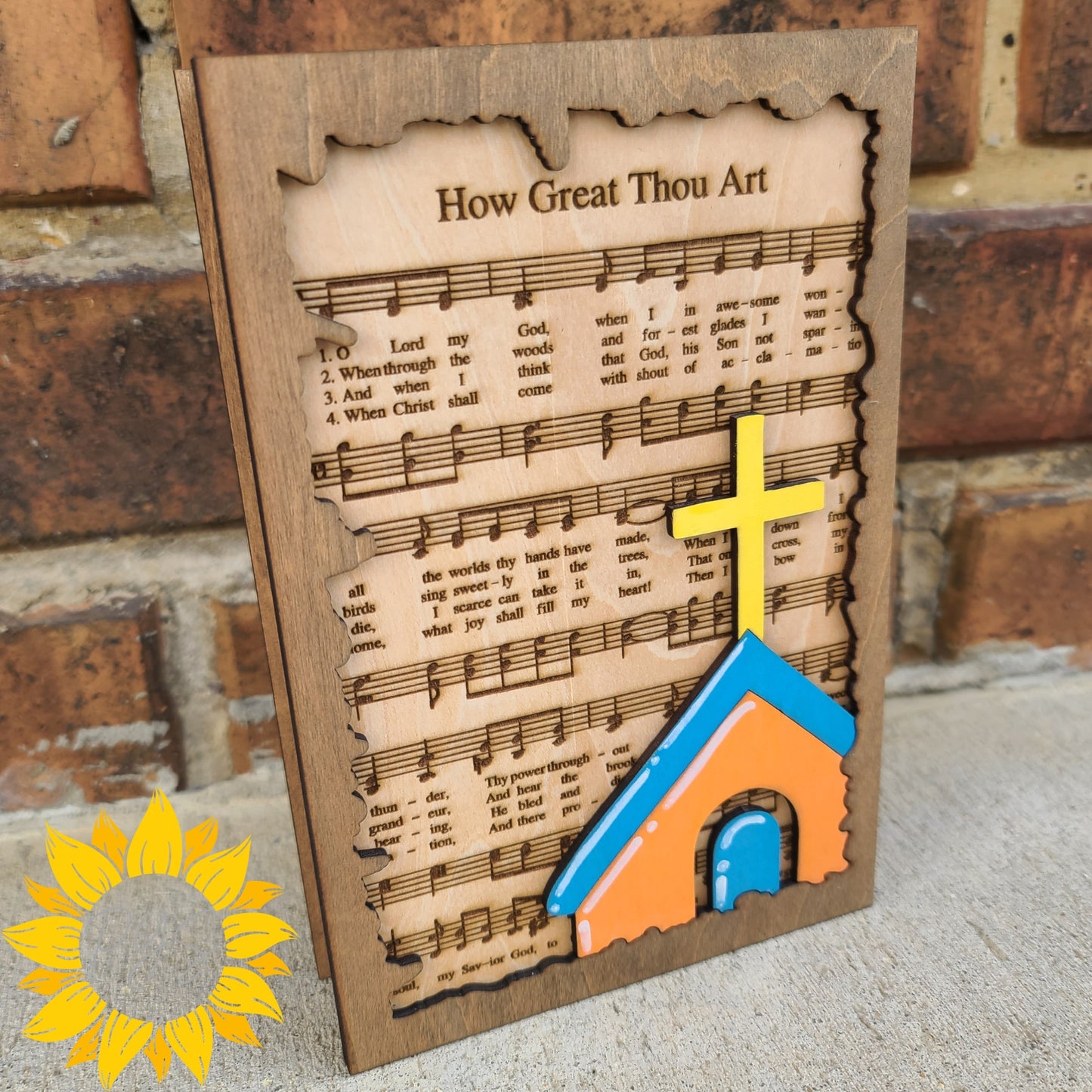“How Great Thou Art” Wooden Memorial Book Sitter – Christian Remembrance Gift