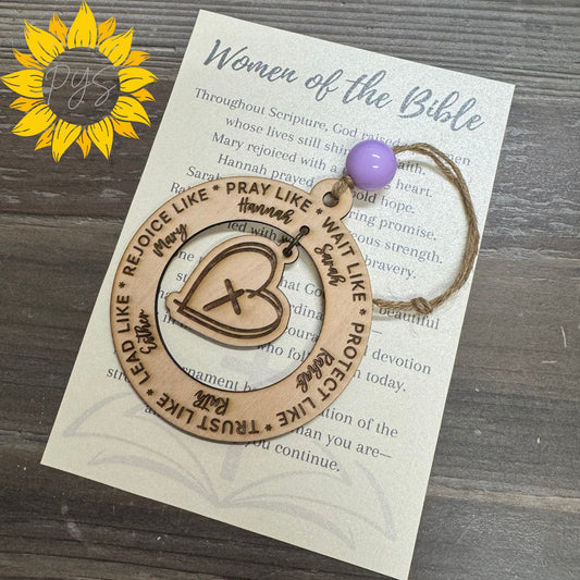Women of the Bible Faith Ornament/Tag — 3.5” Wood Keepsake with 5x7 Devotional Card