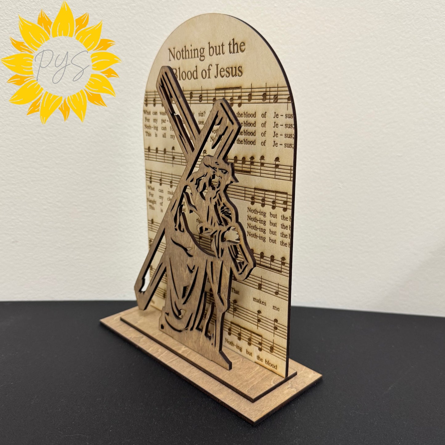 “Nothing but the Blood of Jesus” Wooden Hymn Shelf Sitter – Christian Home Décor