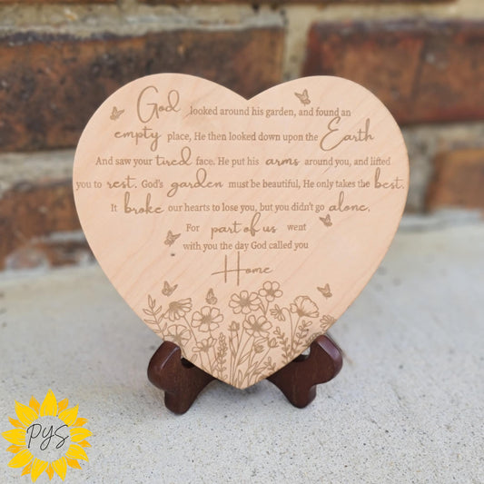 Handmade Heart Memorial Plaque
