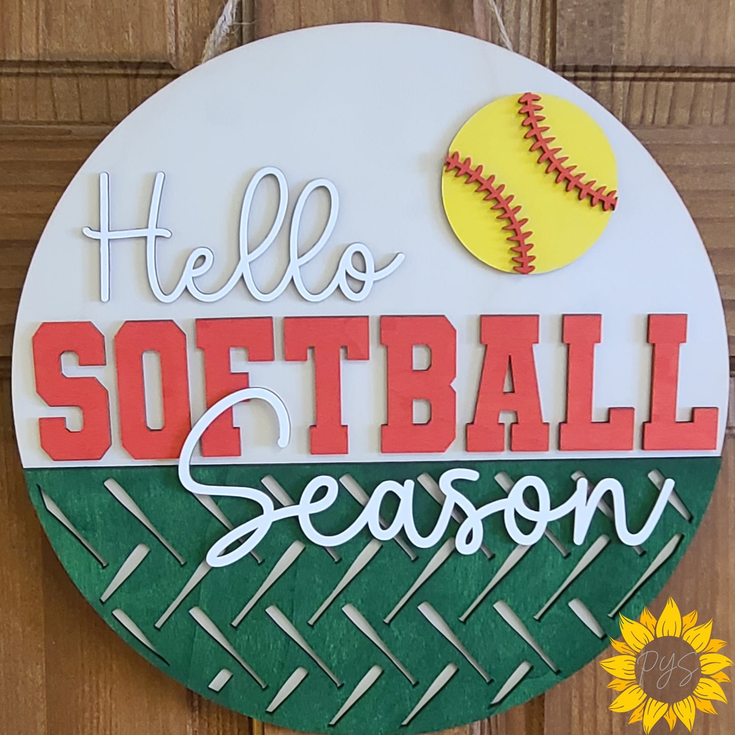 Hello Softball Season Door Hanger 🥎 Softball Door Sign | Game Day Decor