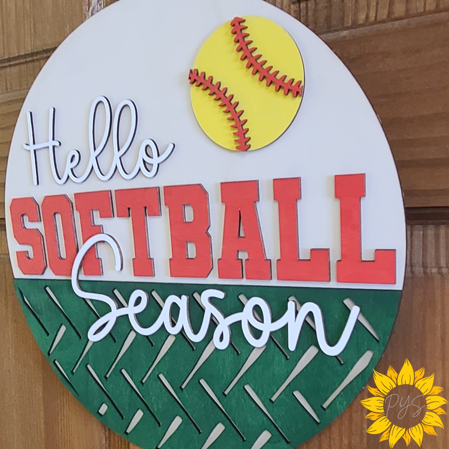 Hello Softball Season Door Hanger 🥎 Softball Door Sign | Game Day Decor