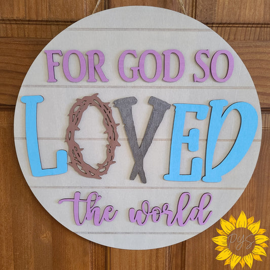 For God So Loved the World Door Sign ✝️ Christian Easter Door Decor