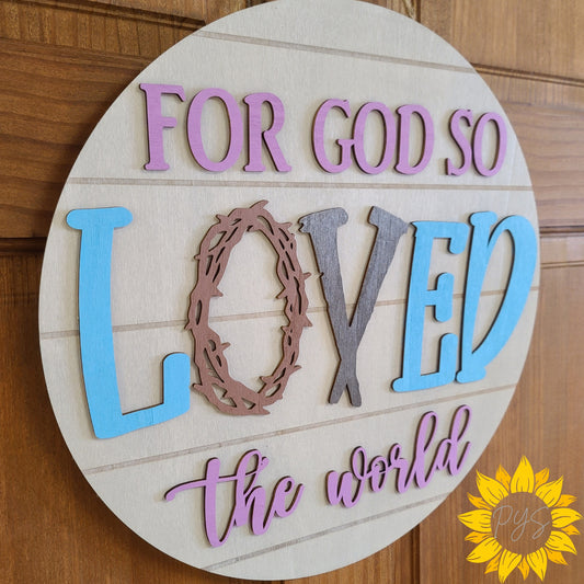 For God So Loved the World Door Sign ✝️ Christian Easter Door Decor