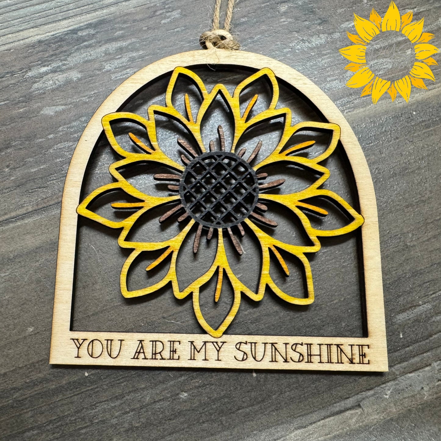 You Are My Sunshine Sunflower Tag — Hand-Painted Layered Wood Keepsake + 5x7 Card
