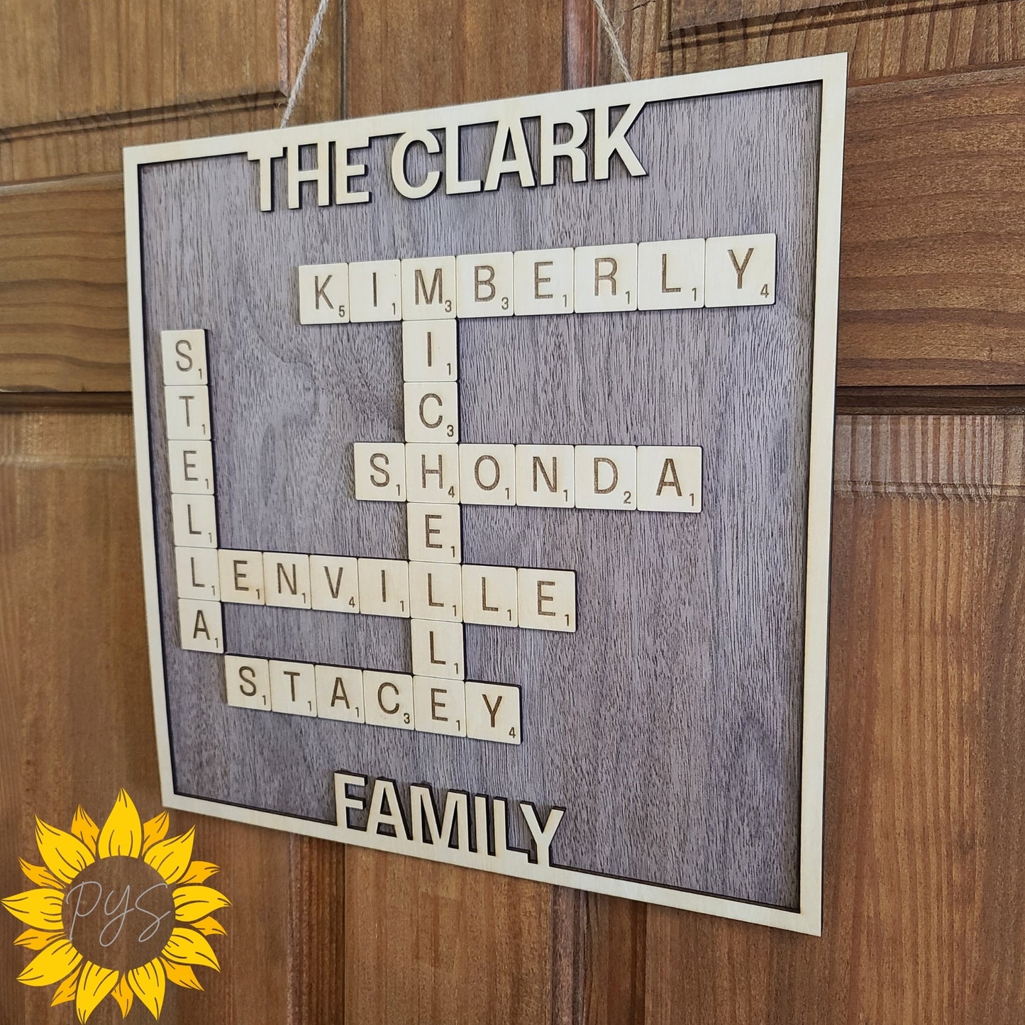 Our Family, Piece by Piece – Personalized Crossword Style Scrabble Name Sign