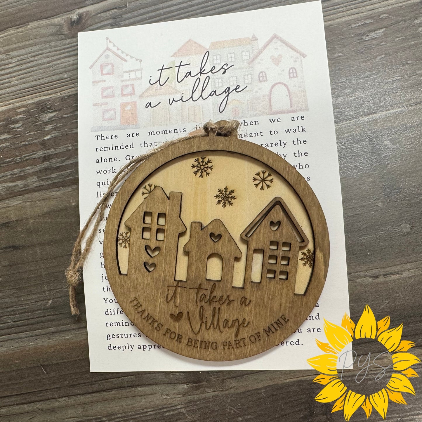 “It Takes a Village” Engraved Ornament — A Heartfelt Thank-You Keepsake