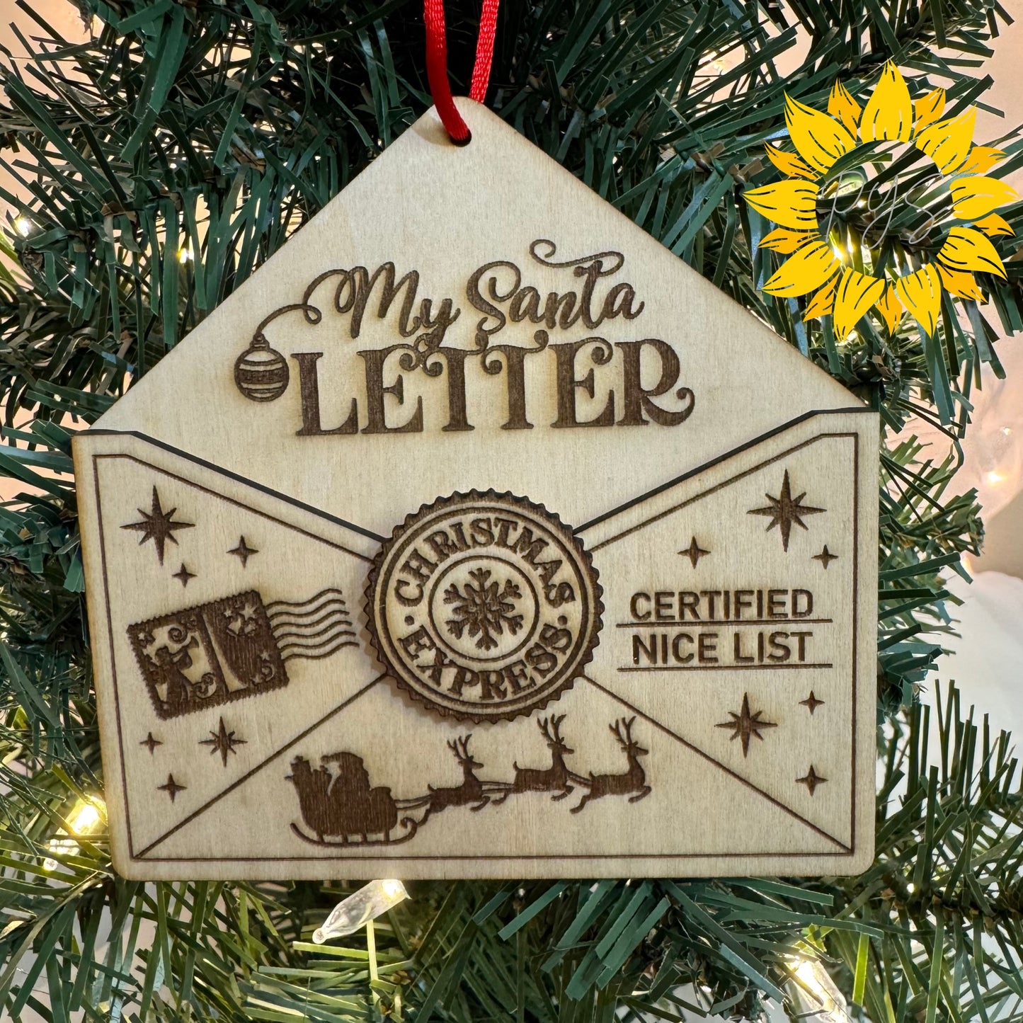 My Santa Letter Ornament | Certified Nice List | Layered Wood Christmas Ornament | Santa Mail Holiday Decor