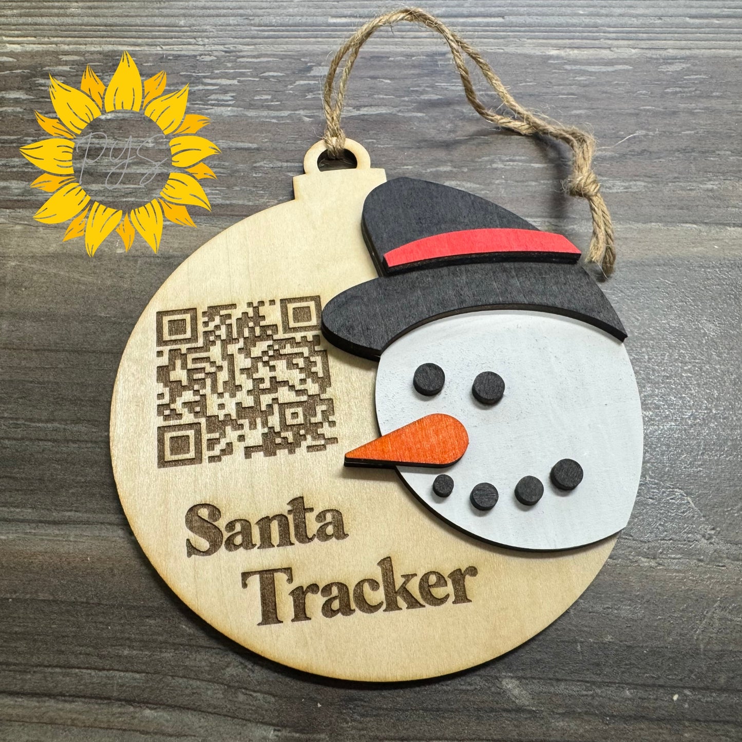 “Follow Santa!” 4” Hand-Painted Santa Tracker QR Ornament – Interactive Christmas Fun