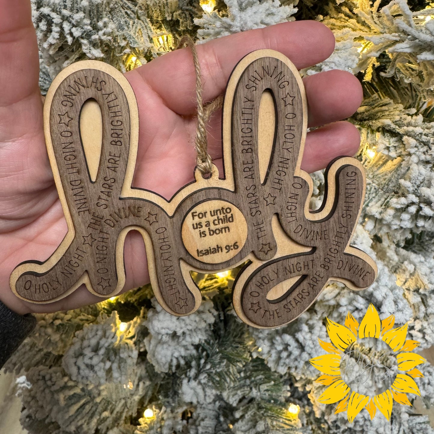 Holy Christmas Ornament | O Holy Night Wood Ornament | Christian Christmas Decor | Isaiah 9:6 Scripture Ornament
