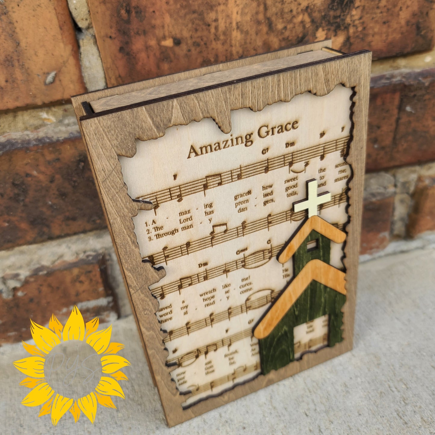 Amazing Grace Wooden Memorial Book Shelf Sitter – Christian Remembrance Gift