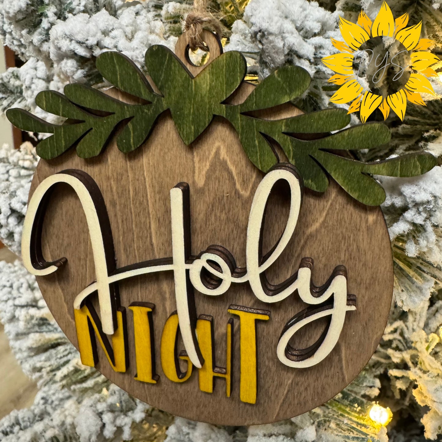 Holy Night Ornament | Layered Hand-Painted Wood Christmas Ornament | Christian Holiday Decor | Faith Nativity Gift