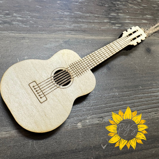 Creativity Through Chords Guitar Ornament — Layered Wood Keepsake + 5x7 Card (optional personalization)