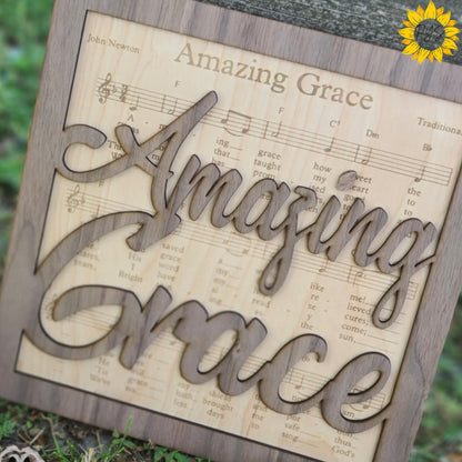Amazing Grace Wall Art – With (optional) Sunflower Sympathy Bow