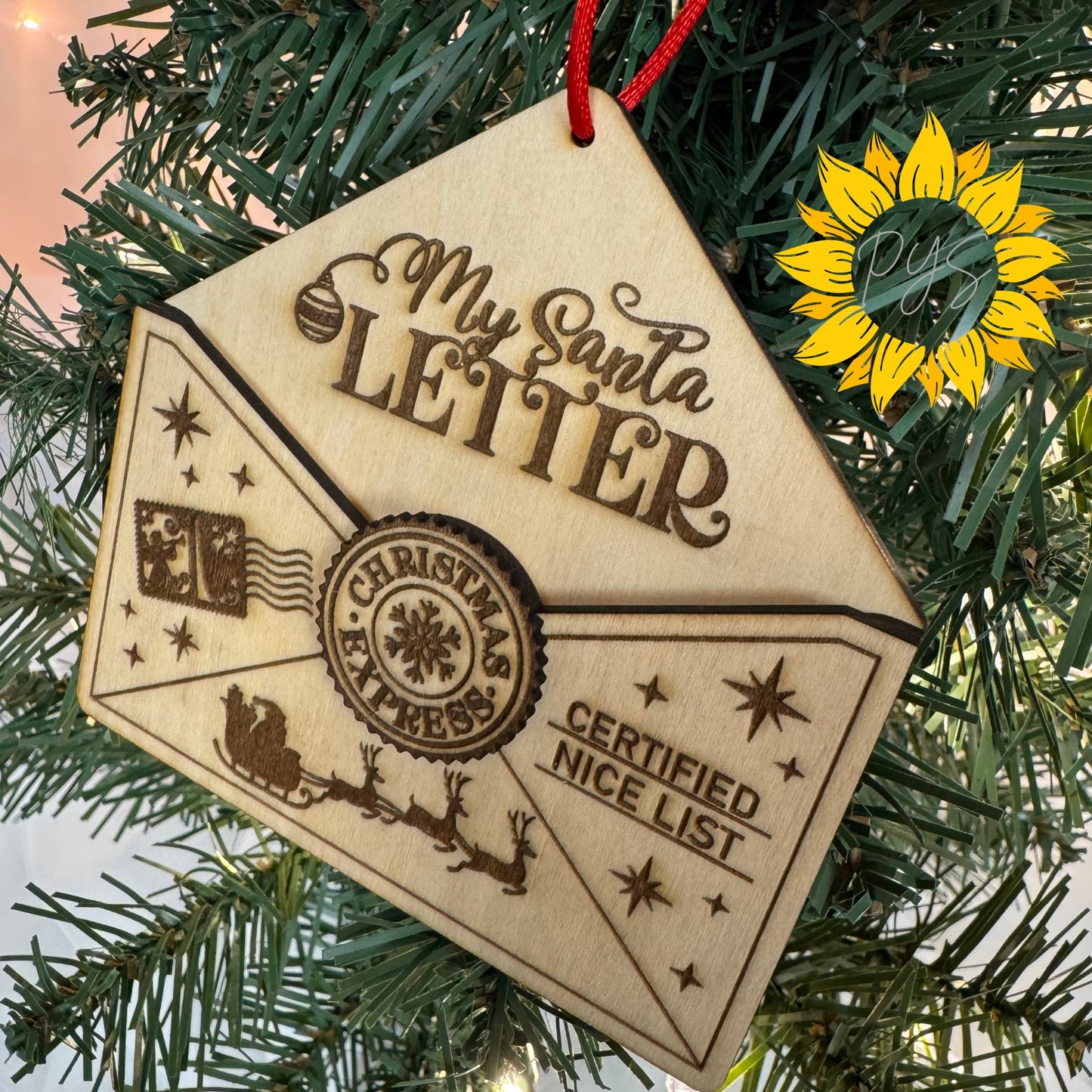 My Santa Letter Ornament | Certified Nice List | Layered Wood Christmas Ornament | Santa Mail Holiday Decor