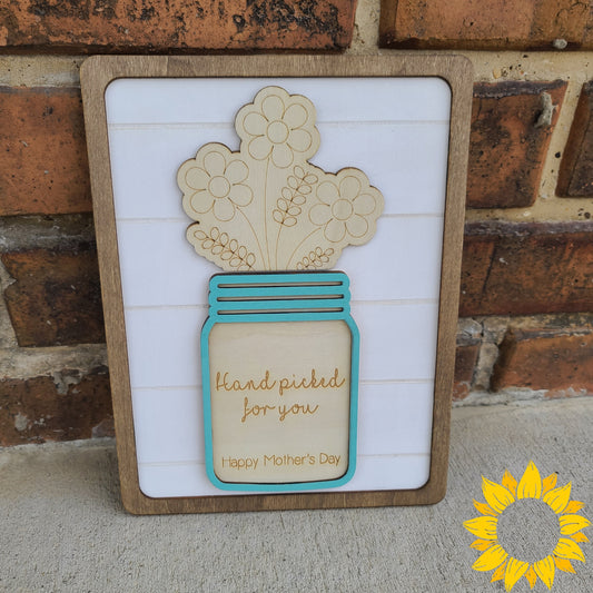 Handpicked for You Mother’s Day Sign 🌸 Paintable or Fingerprint Flower Craft