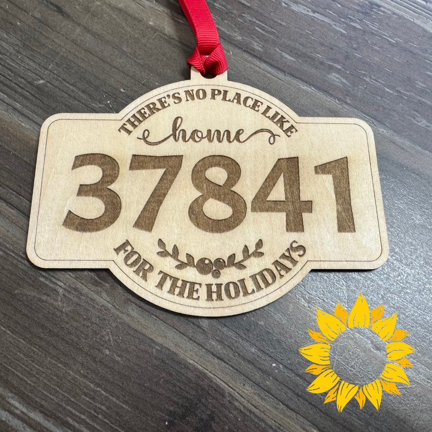 Custom Zip Code “There’s No Place Like Home” Tag — 5” Engraved Wood with 5x7 Card