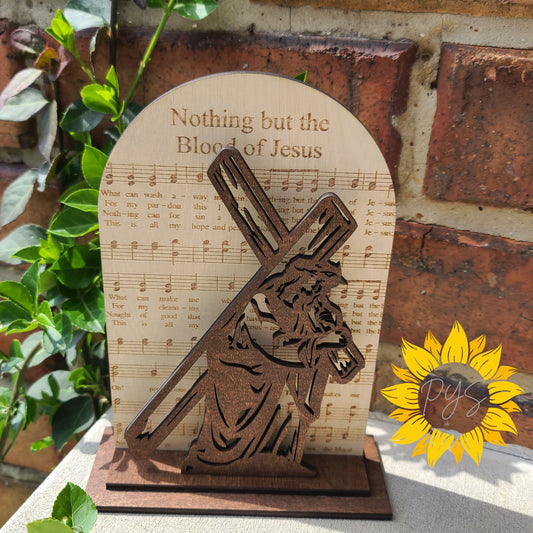 Hymn Wood Shelf Sitter ✝️ Christian Decor | Nothing But the Blood, Amazing Grace, Old Rugged Cross