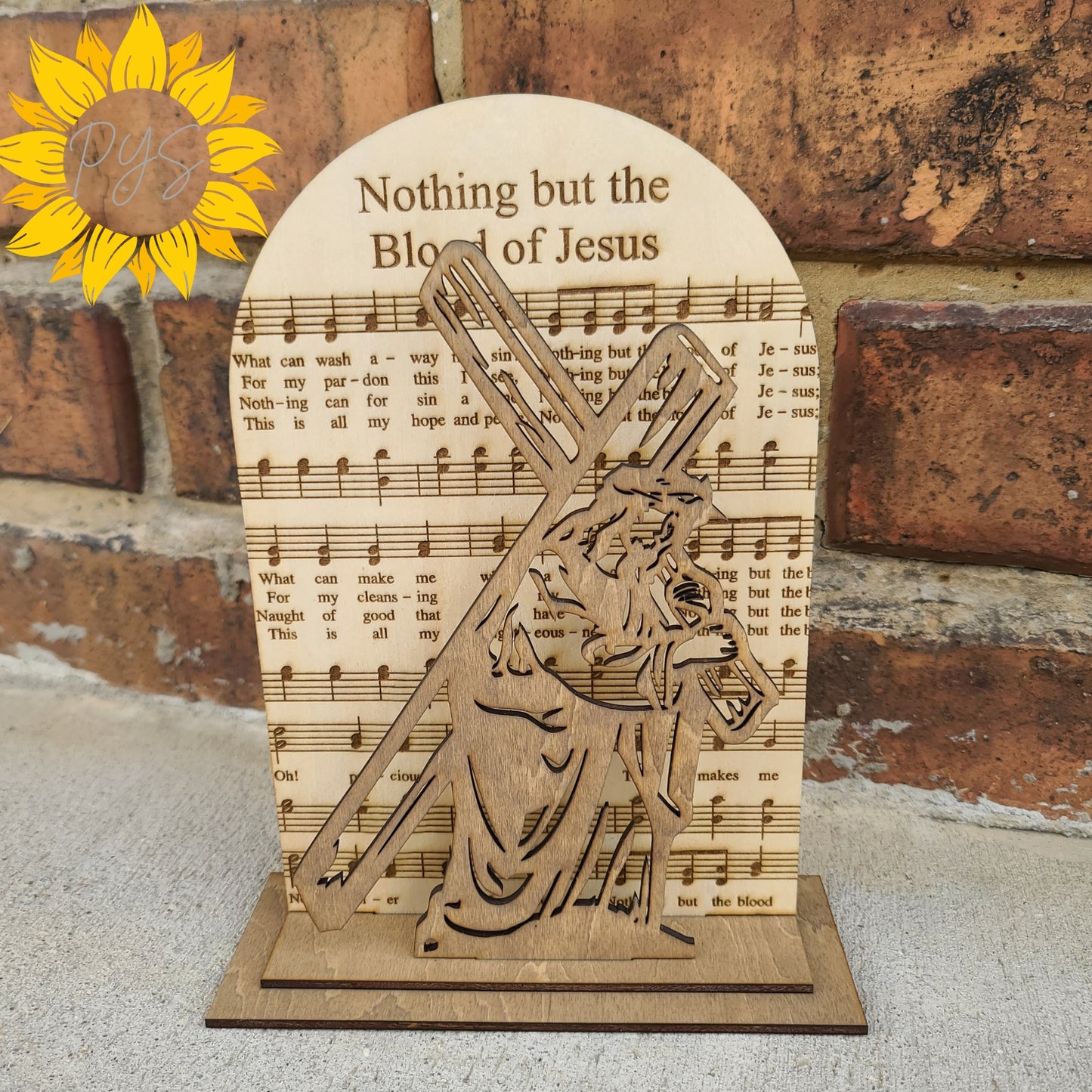 “Nothing but the Blood of Jesus” Wooden Hymn Shelf Sitter – Christian Home Décor