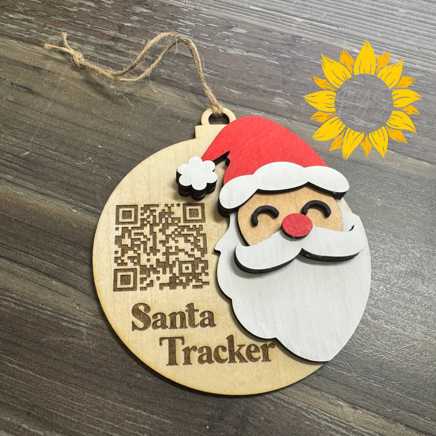 “Follow Santa!” 4” Hand-Painted Santa Tracker QR Ornament – Interactive Christmas Fun