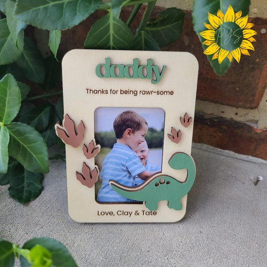 Rawr-some Daddy Picture Frame 🦕 | Dinosaur Father’s Day Gift | Personalized Dad Photo Magnet