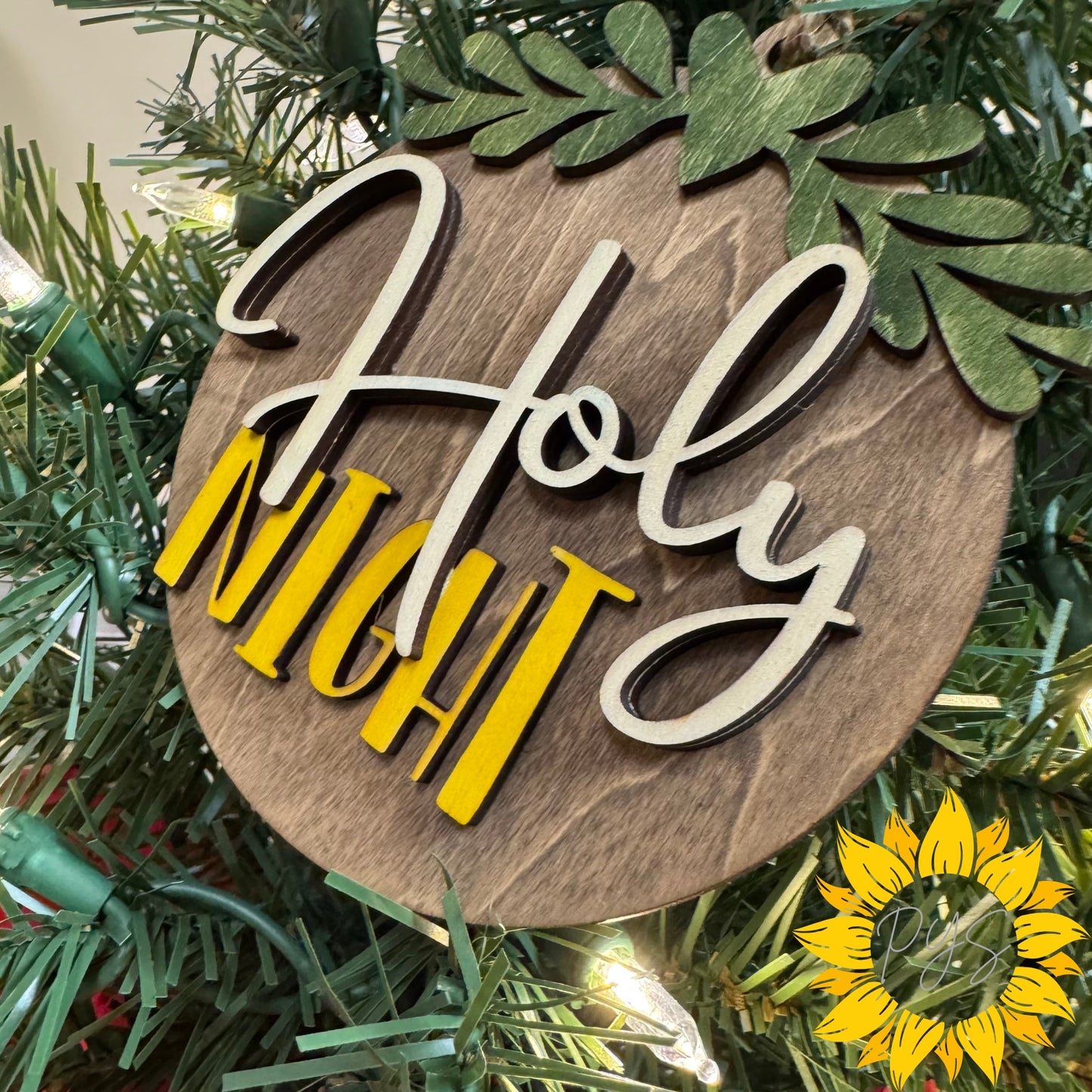 Holy Night Ornament | Layered Hand-Painted Wood Christmas Ornament | Christian Holiday Decor | Faith Nativity Gift