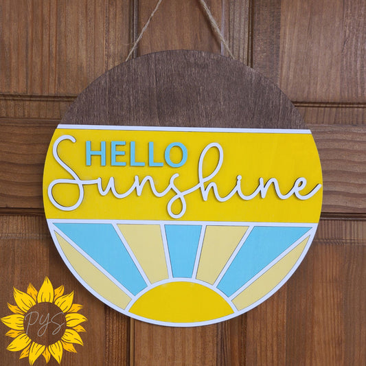 Hello Sunshine Door Hanger ☀️ Bright Summer Wood Sign | Cheerful Front Door Decor