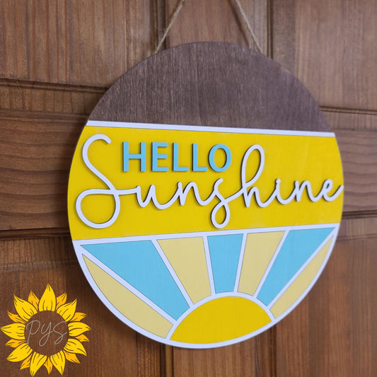 Hello Sunshine Door Hanger ☀️ Bright Summer Wood Sign | Cheerful Front Door Decor