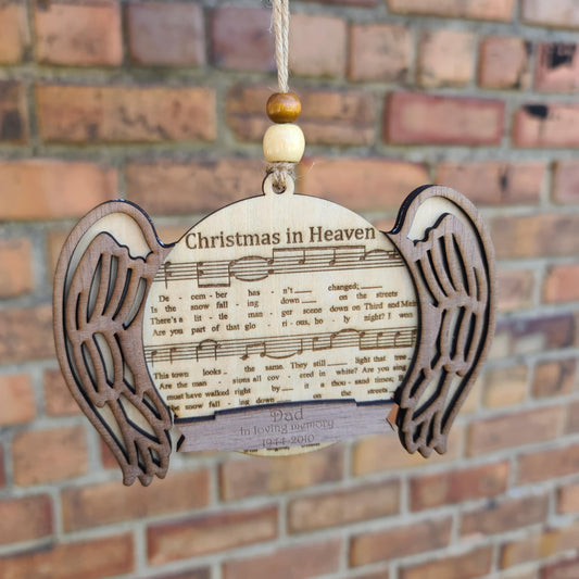 Personalized “Christmas in Heaven” Angel Wings Ornament