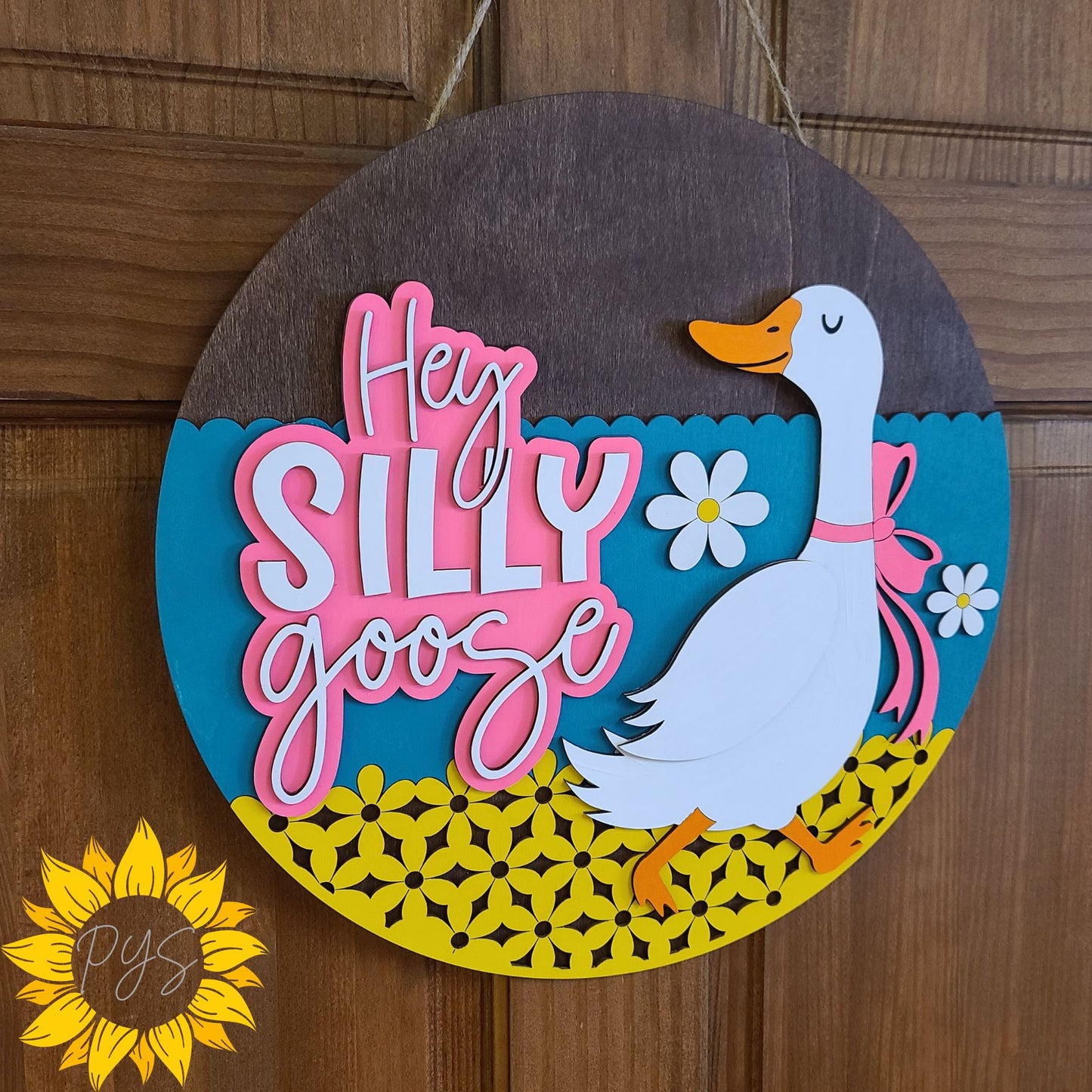 Hey Silly Goose Door Hanger 🪿 Fun Layered Wood Sign | Cute Spring Decor