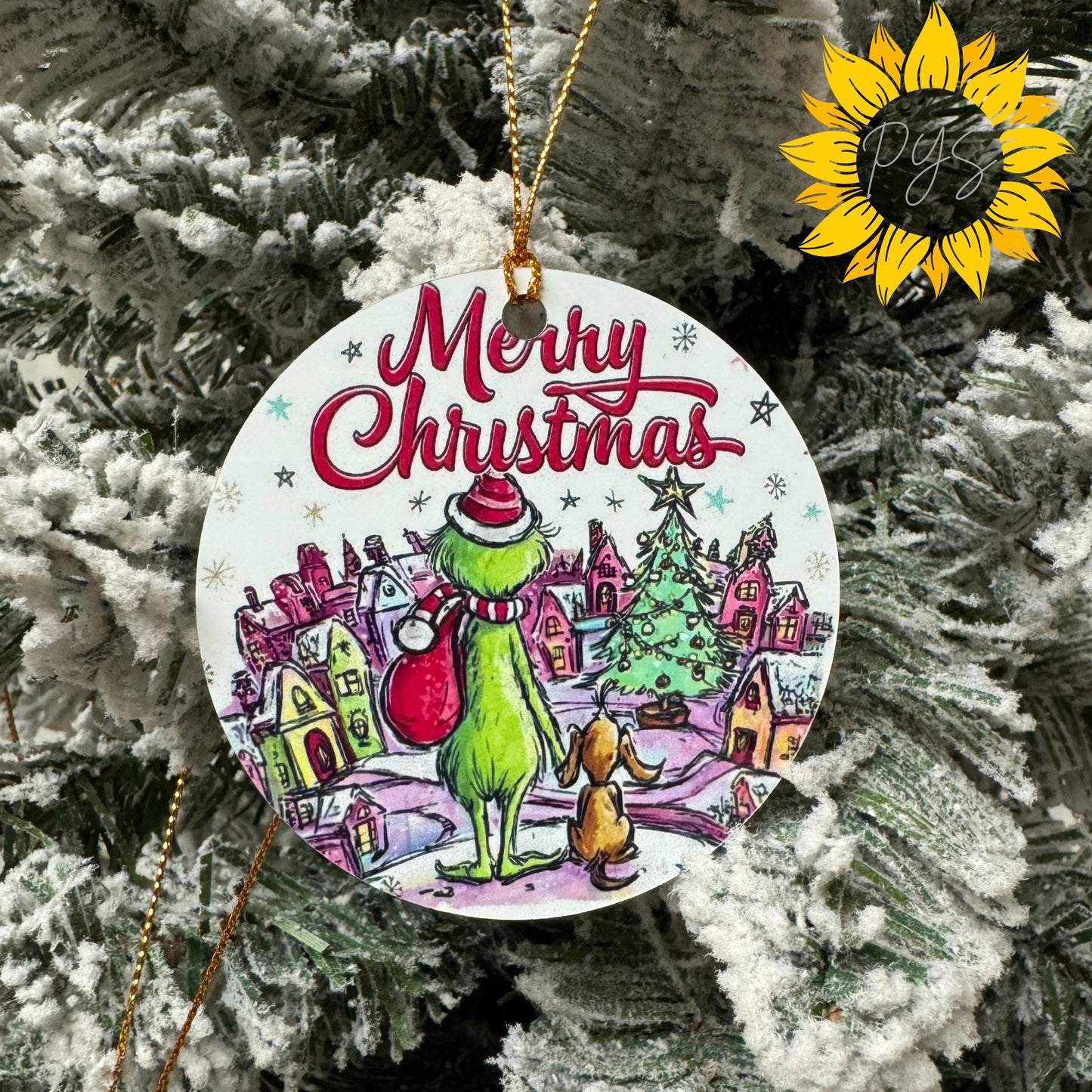 Whimsy 2.75” Double-Sided Metal Grinch Ornament Set – 4 PLAYFUL DESIGNS TO CHOOSE FROM
