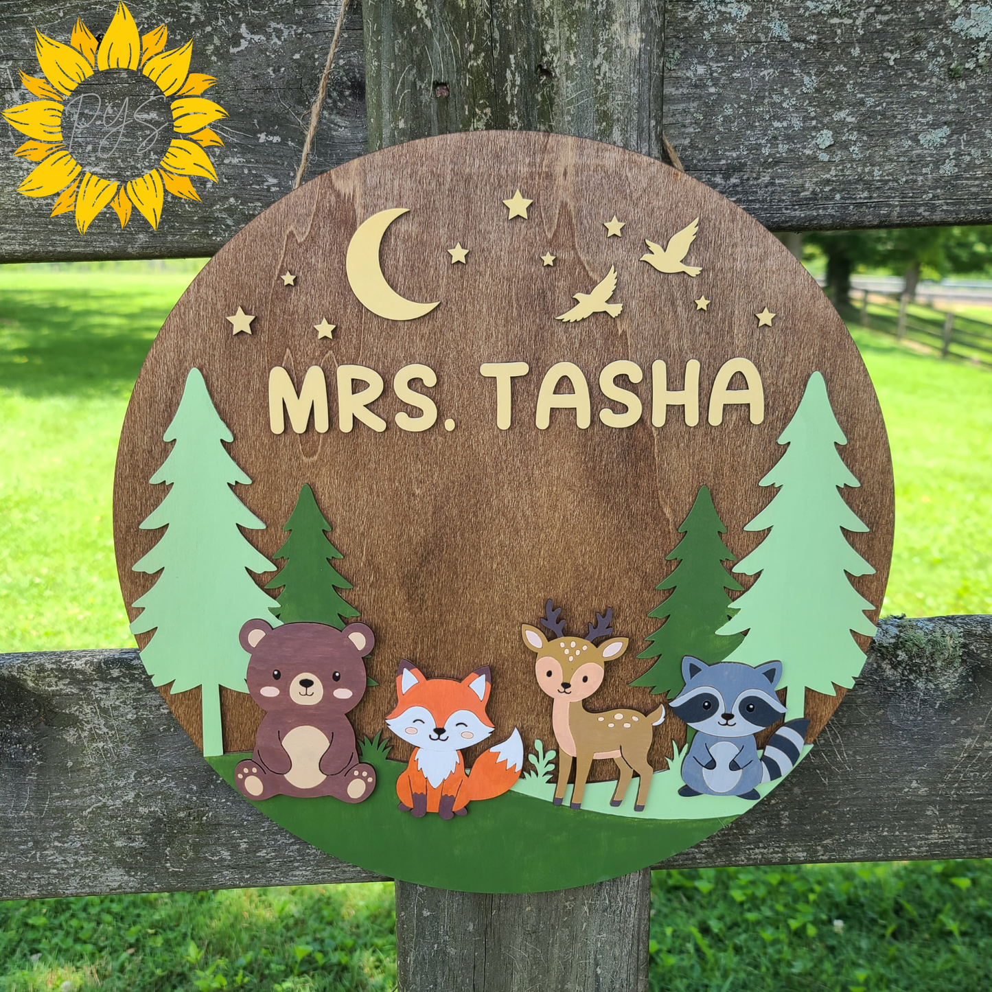 Personalized Woodland Classroom Door Sign 🌲 | Custom Teacher Name Sign | Forest Animal Classroom Decor