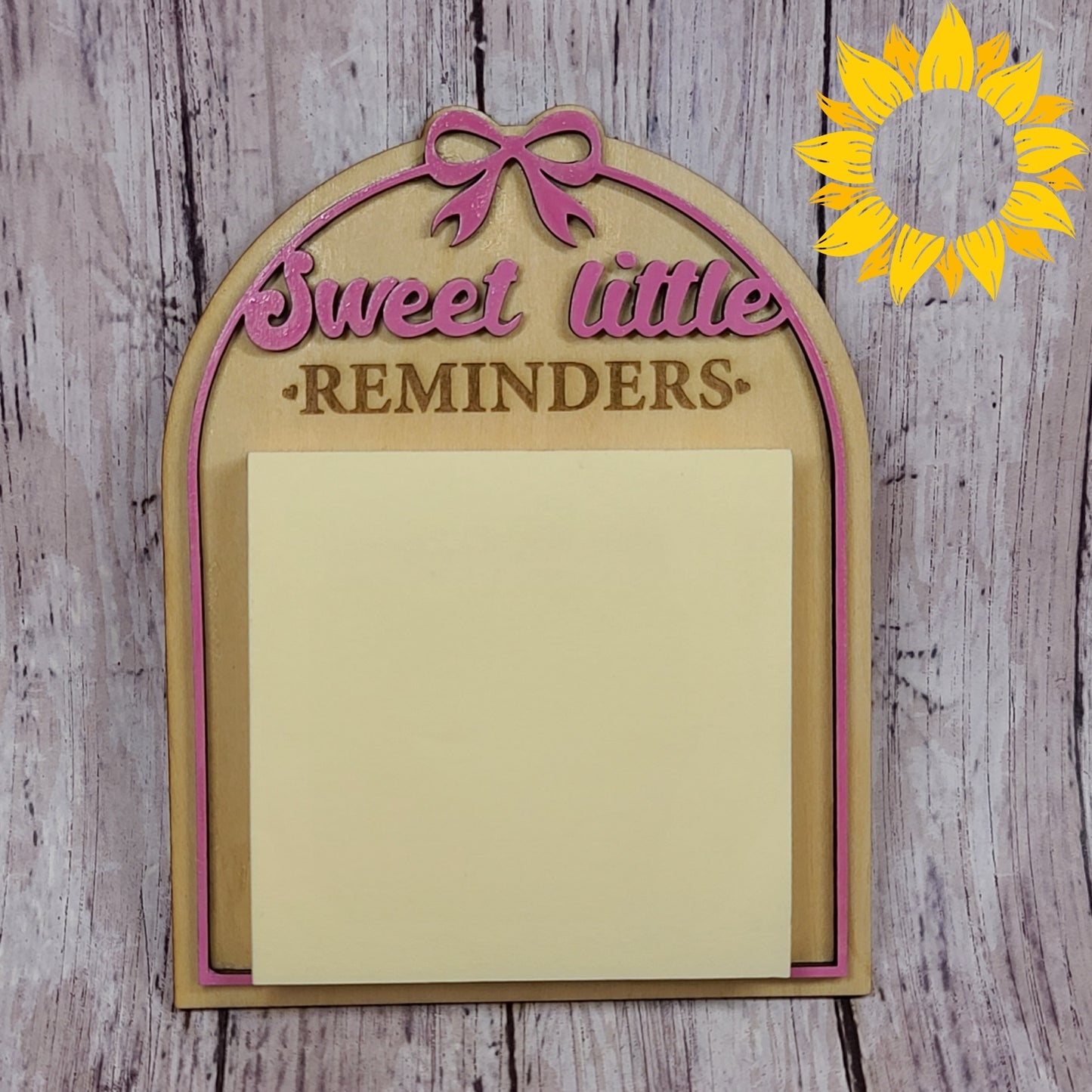 Sweet Little Reminders Wooden Sticky Note Holder | Cute Desk & Home Organizer